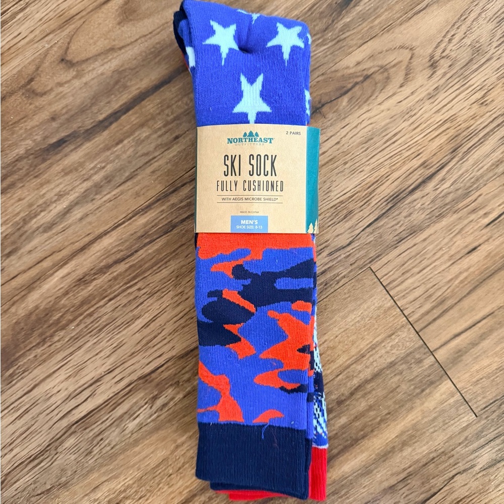 Northeast Outfitters Men’s Fully Cushioned Ski Socks W/Microbe Shield-2 Pair-NWT